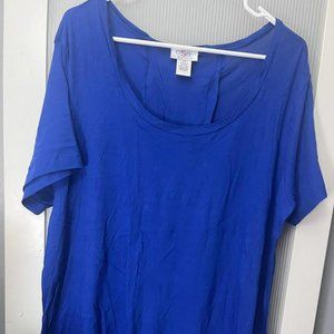 D_Blue Oso 2X Casual Blouse laced back